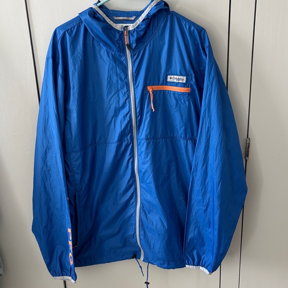 Columbia PFG Blue with Orange Accents Windbreaker Jacket